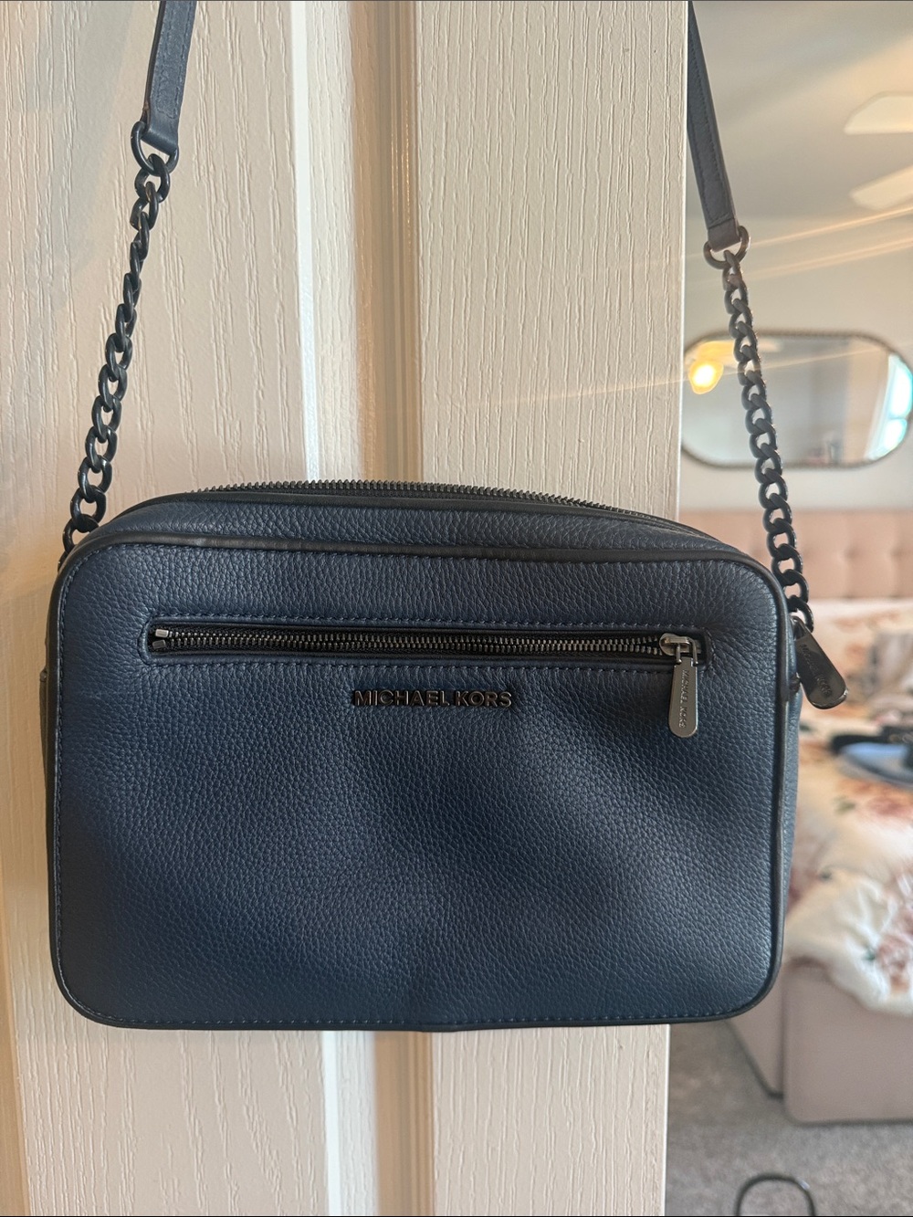 Michael Kors Navy Pebbled Leather Camera Bag